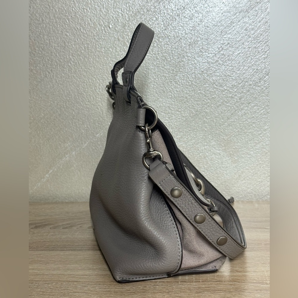 Rebecca Minkoff Medium Keith Grey Suede /Leather Satchel Handbag Shoulder Bag - Picture 4 of 16
